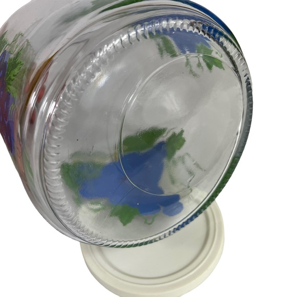Vintage Cottage-core Blown Glass Painted Grape Juice Lid Vines Indonesian Large - Picture 7 of 12